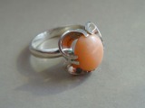 Silver ring with coral. 925 standard