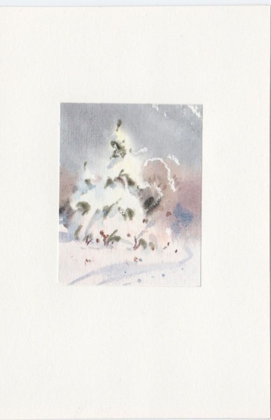 Daiļrade - Greeting card. Paper, watercolor, 6,7x4,7 cm