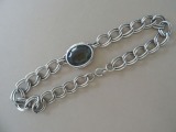 Necklace with smoky topaz. Chrome steel, length 44 cm, topaz size 3x2,3 cm
