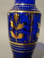 Blue glass vase with gold decoration, h 15 cm