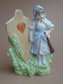 Figure girl and vase with figure, biscuit porcelain, h 22 cm; h 12 cm