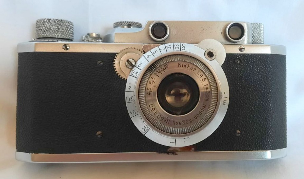 Fotokamera 1939. gada Canon Seiki Kogaku NS, objektīvs 1:4,5 Nikkor 