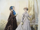 Гравюра из парижского журнала мод &quot;Les Modes Parisiennes&quot; конец 19 века, 27x18.5 см