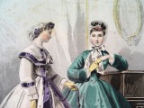 Гравюра из парижского журнала мод &quot;Les Modes Parisiennes&quot; конец 19 века, 27x18.5 см