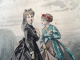 Гравюра из парижского журнала мод &amp;quot;Les Modes Parisiennes&amp;quot; конец 19 века, 27x18.5 см