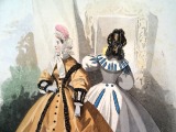 Гравюра из парижского журнала мод &quot;Les Modes Parisiennes&quot; конец 19 века, 27x18.5 см