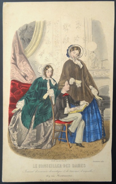 Гравюра из парижского журнала мод &amp;quot;Les Modes Parisiennes&amp;quot; конец 19 века, 27x18.5 см