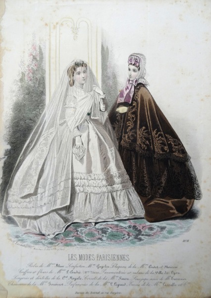 Гравюра из парижского журнала мод &amp;quot;Les Modes Parisiennes&amp;quot; конец 19 века, 27x18.5 см