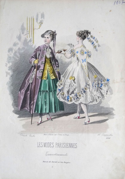 Gravīra no Parīzes modes žurnāla &amp;quot;Les Modes Parisiennes&amp;quot; 19.gs. beigas, 27x18,5 cm