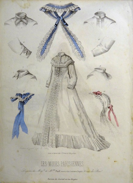 Гравюра из парижского журнала мод &quot;Les Modes Parisiennes&quot; конец 19 века, 27x18.5 см