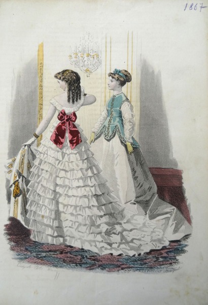 Gravīra no Parīzes modes žurnāla &amp;quot;Les Modes Parisiennes&amp;quot; 19.gs. beigas, 27x18,5 cm