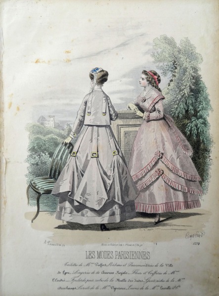 Гравюра из парижского журнала мод &amp;quot;Les Modes Parisiennes&amp;quot; конец 19 века, 27x18.5 см