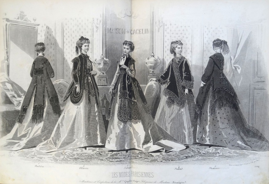 Гравюра из парижского журнала мод &quot;Les Modes Parisiennes&quot; конец 19 века, 27x18.5 см