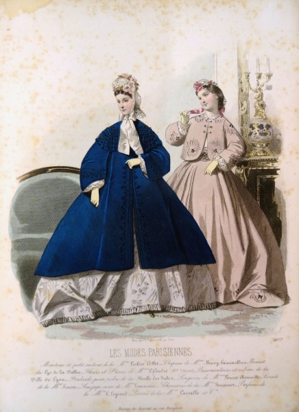 Гравюра из парижского журнала мод &quot;Les Modes Parisiennes&quot; конец 19 века, 27x18.5 см