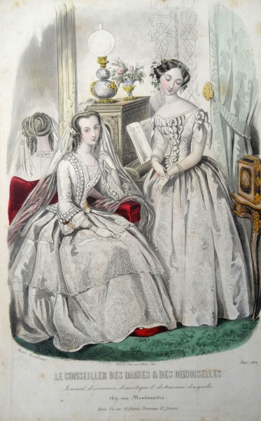 Гравюра из парижского журнала мод &amp;quot;Les Modes Parisiennes&amp;quot; конец 19 века, 27x18.5 см