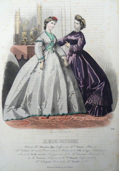 Гравюра из парижского журнала мод &amp;quot;Les Modes Parisiennes&amp;quot; конец 19 века, 27x18.5 см