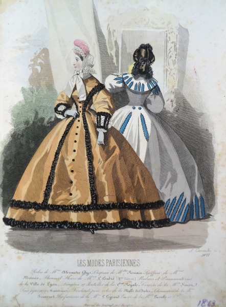 Гравюра из парижского журнала мод &quot;Les Modes Parisiennes&quot; конец 19 века, 27x18.5 см