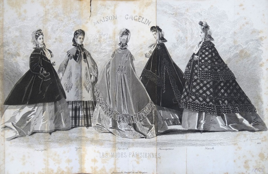 Гравюра из парижского журнала мод &quot;Les Modes Parisiennes&quot; конец 19 века, 27x18.5 см
