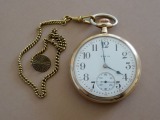 Pocket watch with chain, 20 micron gilding, weight 91.45 gr.
