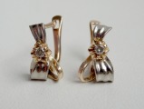 Gold earrings with diamonds fineness 585, total weight 3.13 g diamond size 1.5 mm