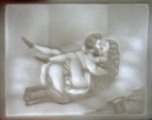 Pre-war Europe - Porcelain, erotic plot, 5x4 cm