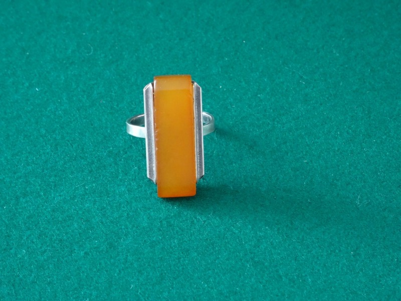 Silver ring with amber