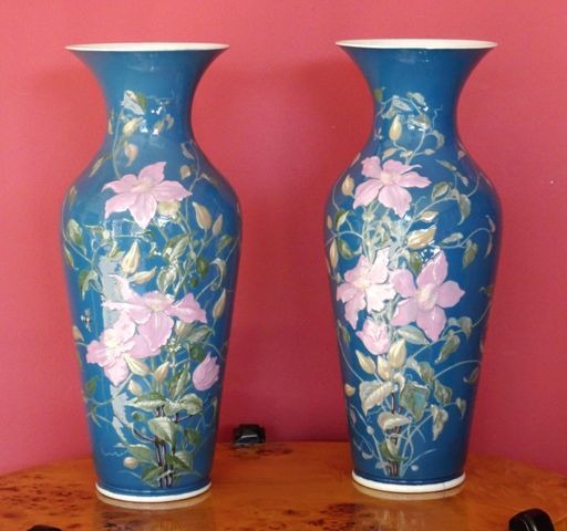 Painted porcelain vases - pair