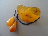Amber brooch with pendants