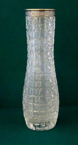 Хрустальная ваза с серебряной каймой, h 28,5 см