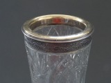 Crystal vase with silver border h 28 cm