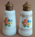 Salt shakers with flowers, with a brass top, beginning of 20th century