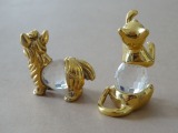 Swarovski figuriņas - Kaķis un suns h 3 cm; h 2.5 cm