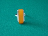 Silver ring with amber