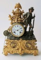Kamīna pulkstenis ar mednieku, zeltīta bronza h 38 cm