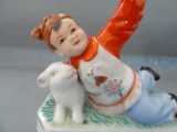 China - A boy with a bunny. Porcelain, h 12.5x12.5 cm
