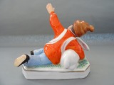 China - A boy with a bunny. Porcelain, h 12.5x12.5 cm