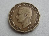 Монета Георгивс Georgivs VI D. G. BR. OMN. REX. F. D. IND. IMP. Три пенса 1937 г.
