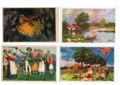 Postcard 4 pieces,3x A. Apsits, Indrikis Zeberins