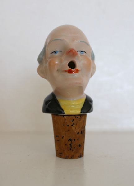 Porcelāna korķis - vīrieša galva, Vācija, 20.-30 . Gadi, H 8,5 cm