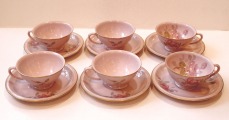 Kuznetsovs - Cups with saucers, 6 pieces, pink porcelain, cup height 5 cm