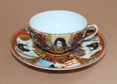 Coffee pair, Japan, Satsuma, porcelain, hand painting, enamel, 1930s, h 4 cm; d 7.5 cm