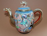 Tējkanna, Japāna, porcelāns, 1920-tie gadi, roku gleznojums, emālja, h 18 cm