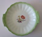 RFF - Fajansa šķīvis, zaļš ar ziediem, D 25 cm