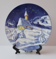 Schramberger Majolika Šķīvis ar statīvu Ziemas ainava D 24 cm