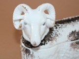 Kuznetsov - Butter dish ram, porcelain H 12 cm W 17 cm
