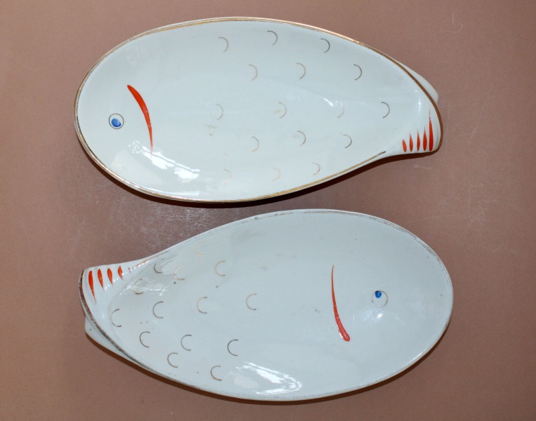 PFF Rīga - Šķīvji zivs formā, porcelāns, 2.gab., 26x13 cm