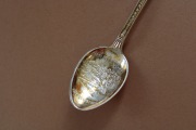 Silver spoon, fineness 830, length 12.5 cm; weight 16.65 g.