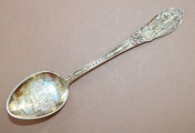 Silver spoon, fineness 830, length 12.5 cm; weight 16.65 g.