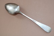 Sudraba karote ar defektu, 830 prove, garums 21 cm; svars 38.29 g.