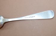 Silver spoon, by A. L. Shoen, fineness 830, length 14.5 cm; weight 21.39 g.